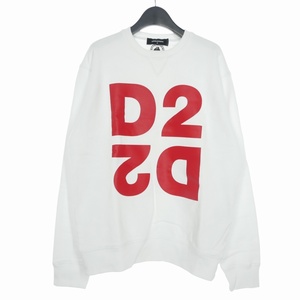 ディースクエアード DSQUARED2 22SS Double Logo トレーナー スウェット プリントロゴ クルーネック M ホワイト 白 S74GU0390 国内正規 メ