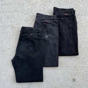 ≪W38≫ US古着 RUSTLER ラスラー ブラックデニムパンツ 3本セット まとめ売り 古着 卸 vintage 卸売りwrangler #２