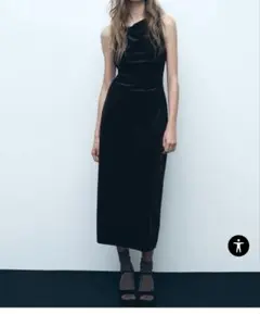 Zara ミディ丈ベルベットワンピース