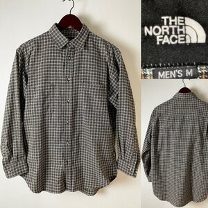 ★【希少 90s位 国内正規品】ビンテージ THE NORTH FACE ノースフェイス ポリエステル コットン 長袖 総柄 チェック柄 シャツ M k-ty721