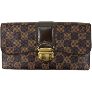 ルイ・ヴィトン Louis Vuitton ポルトフォイユ システィナ 二つ折り 長財布 ダミエ ブラウン N61747 レディース 【中古】