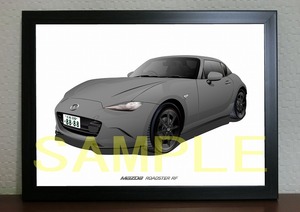 希望ナンバー 2024MAZDA ROADSTER RF マツダ ロードスター デジタルイラスト 自動車アートA4