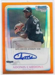 2011 Bowman Chrome Adonis Cardona Auto Orange Refractor /25