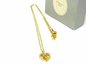 1円 ■新品同様■ ChristianDior クリスチャンディオール ハート ネックレス ペンダント アクセサリー レディース ゴールド系 FF3565