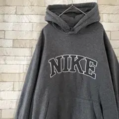 NIKE ナイキ パーカー プルオーバー センター刺繍 裏起毛 チャコール XL