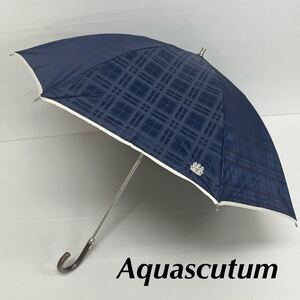 新品52602 Aquascutum アクアスキュータム ネイビー 99％遮光 遮熱遮光遮蔽UV機能付き プチパラ晴雨兼用日傘雨傘