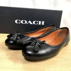 【美品】COACH　コーチ　フラットシューズ　バレエシューズ　ブラック