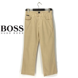 A9973/極美品 HUGO BOSS ヒューゴボス コットン ストライプ テーパード スラックス パンツ トラウザーズ W31 L34 M 黄色 ベージュ メンズ