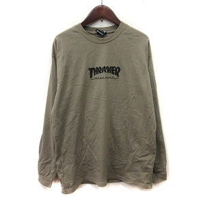 スラッシャー THRASHER Tシャツ カットソー 長袖 M 緑 カーキ /YI メンズ