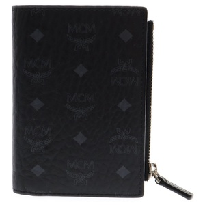 MCM エム シー エム Bifold Zip Card Wallet in Visetos Original 二つ折り財布 小銭入れ付き ブラック MXSBSVI01BK001