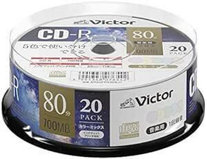 ビクター Victor 音楽用 CD-R 80分 20枚 カラーMIXプリンタブル AR80FPX20SJ