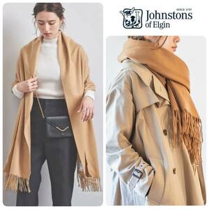 国内正規代理店タグ付 新品 JOHNSTONS ジョンストンズ WA56 大判 カシミヤ ストール キャメル 定価86900円