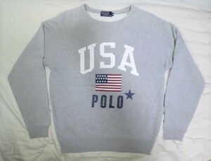 90s Polo by Ralph Lauren ポロ ラルフローレン スウェット M グレー USA 星条旗 ★ スター ビンテージ