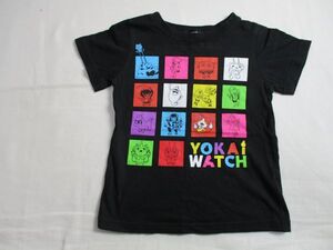 BE892【YOKAI WATCH・妖怪ウオッチェ】プリント　半袖　Tシャツ　男児　黒　100