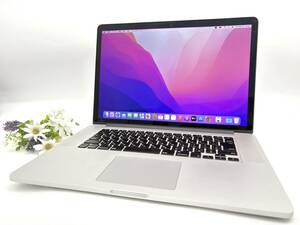 【良品 Core i7】Apple MacBook Pro(Retina,15-inch, Mid 2015) A1398 Core i7(4870HQ)/2.5GHz RAM:16GB/SSD:512GB Monterey 動作品