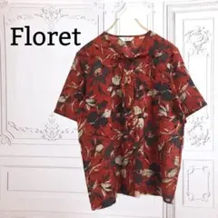 『Floret』ブラウス 半袖【F】レッド 花柄 レトロ 薄手 日本製