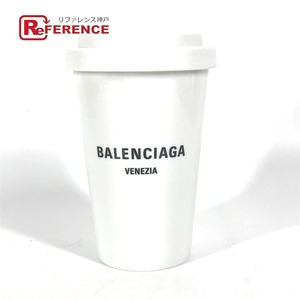 未使用 BALENCIAGA バレンシアガ 666275 ロゴ VENEZIA ベネチア コップ カップ 蓋付き 食器 インテリア タンブラー ホワイト 【中古】