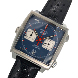 タグ・ホイヤー TAG HEUER モナコ キャリバー11 クロノグラフ スティーブ CAW211P.FC6356 ブルー SS/革ベルト 腕時計 メンズ 中古