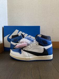 【新品】TRAVIS SCOTT FRAGMENT NIKE AIR JORDAN 1 HIGH MILITARY BLUE / 24cm /