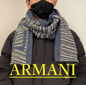 エンポリオ アルマーニ　EA7　マフラー 01　マルチブルー　新品 タグ付　275905 9A306　ロゴ　ユニセックス　EMPORIO ARMANI