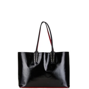 クリスチャンルブタン カバタ スパイクスタッズ トートバッグ ブラック レッド エナメル レザー Christian Louboutin 【中古】