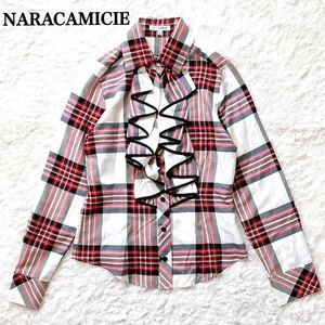 NARACAMICIE ナラカミーチェ フリルシャツ ブラウス チェック チュニック 0 レディース C72423-33