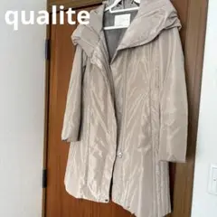 qualite ベージュダウンジャケット Aライン 襟デザイン