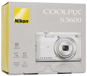 【中古】Nikon製 デジカメ COOLPIX S3600 シルバー/2005万画素 元箱あり [管理:303101945]