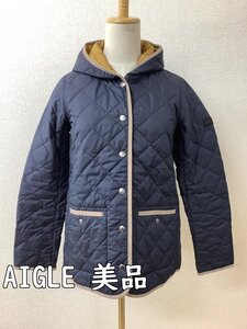 エーグル (AIGLE) ネイビー キルティングジャケット 美品 サイズS