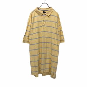 IZOD 半袖 ボーダー ポロシャツ 2XL イエロー アイゾッド イエロー ビッグサイズ 古着卸 アメリカ仕入 a508-5688