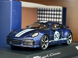 1/43 特注 スパーク ポルシェ 911(992) スポーツクラシック ブルー 1:43 Spark Porsche 911(992) Sport Classic 2022 gentian blue