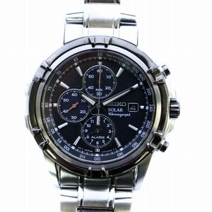 セイコー SEIKO 海外モデル 腕時計 ソーラー クロノグラフ デイト 黒文字盤 シルバーカラー V172-0AJ0 /AQ ■GY17 メンズ
