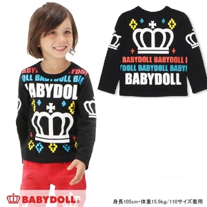 ベビド☆ＢＤクロスロンＴシャツ長袖 130　黒ブラック☆王冠ロゴ/ベビードールBABYDOLL　新品