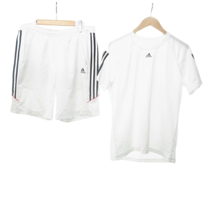 アディダス adidas スポーツウェア Tシャツ ハーフパンツ 上下セット ロゴ 上下L 白 ホワイト メンズ