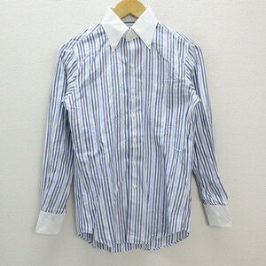 a■シップス/SHIPS ストライプ柄 クレリック長袖シャツ【37】白紺/MENS/61【中古】