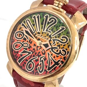 限定500本 美品 GaGaMILANO ガガミラノ MANUALE マニュアーレ マヌアーレ 40 腕時計 クオーツ レッド ヒョウ柄 電池交換済み 動作確認済み