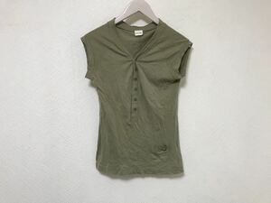 本物ディーゼルDIESELコットン半袖Tシャツ旅行トラベルレディースSサーフカーキタンクトップノースリーブ