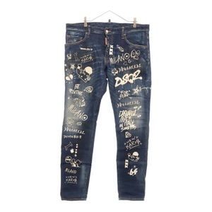 DSQUARED2 ディースクエアード 22SS GRAFFITI SKATER JEAN グラフィティスケーターデニムパンツ S74LB1099 S30685 インディゴブルー