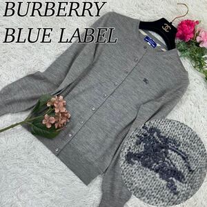 A636 バーバリーブルーレーベル 美品 レディース カーディガン ノバチェック Mサイズ BURBERRY BLUE LABEL ホースロゴ 人気モデル