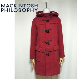 【MACKINTOSH PHILOSOPHY】マッキントッシュフィロソフィー ウール ダッフルコート 36/Sサイズ相当 レッド チェック柄 レディース