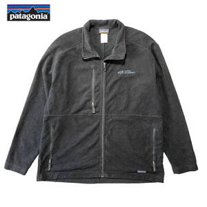 USA 古着 PATAGONIA パタゴニア アウトドア シンチラ フルジップ フリースジャケット 企業系 刺繍ロゴ メンズXL ブラック 中古 AA0265