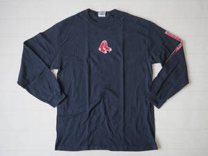 ☆送料無料☆ Lee SPORT リー USA直輸入 古着 長袖 MLB メジャーリーグ ボストン・レッドソックス ロゴ Tシャツ メンズ L ネイビー 中古