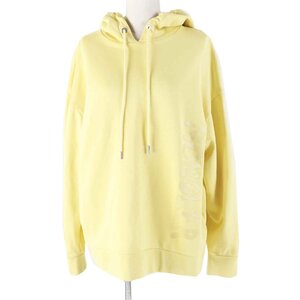 美品◎MONCLER モンクレール 2021年製 HOODIE コットン ワッペン付き ロゴプリント パーカー イエロー M トルコ製 正規品 レディース