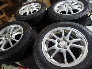 バリ溝美品軽量 エコフォルム SE-10 15x6 +45 DUNLOP WINTER MAXX WM01 185/65R15 2015年製 4本 プリウス アリオン プレミオ 