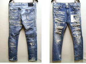 ◇即決[JAPAN L][W30]未使用品 CRIMIE 21SS SUPER CLASH BORN FREE STRETCH DENIM JEANS ダメージ クラッシュ 赤耳 デニム パンツ■3221