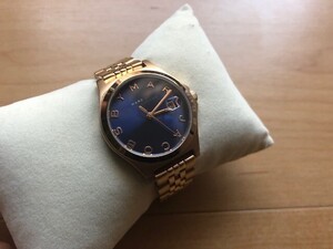 レア 良品 MARC BY MARC JACOBS マークバイマークジェイコブス ゴールド×ブルー SLIM mini MBM3322 純正ブレス クオーツ 腕時計