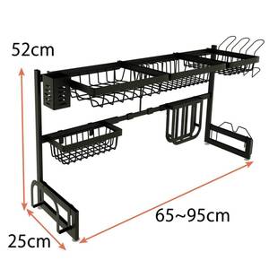 伸縮式のステンレス製シンク上水切りラック