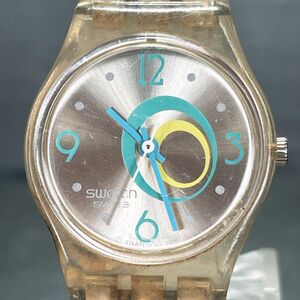 SWATCH スウォッチ CHECK PEA LK267G 腕時計 アナログ クオーツ 3針 スケルトン シルバー文字盤 ラウンド メタルベルト レディース