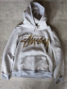 OLD STUSSY ロゴ スウェット パーカー グレー Ｍ トレーナー ヴィンテージ ステューシー 90s 00s