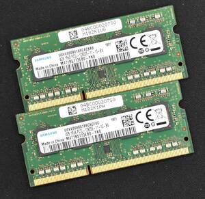 4GB 2枚組 (合計 8GB) PC3L-12800S DDR3-1600 S.O.DIMM 204pin 1Rx8 Samsung サムスン純正品 memtest86+ 動作確認済 (管:SB0317 x2s